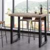 Mesa alta Loft 120. Tapa madera color roble american 54 mm. Patas metálicas color negro. Medidas: 120 x 70 x 100 cm.