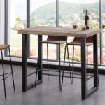 Mesa alta Loft 120. Tapa madera color roble american 54 mm. Patas metálicas color negro. Medidas: 120 x 70 x 100 cm.