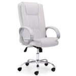 Sillón giratorio Atlas. Regulable en altura. Tejido símil piel blanco. Mecanismo basculante. Brazos tapizados. Medidas: 64 x 68 x 114 - 122 cm.