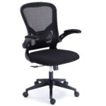 Altura regulable. Mecanismo basculante con bloqueo. Brazos tapizados escamoteables. Refuerzo lumbar. Tejido red transpirable. Medidas: 66 x 64 x 98 - 108 cm.