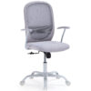 - Sillón giratorio regulable en altura. - Mecanismo basculante con bloqueo y regulador de presión. - Tejido 3-D transpirable con refuerzo lumbar en respaldo. - Brazos metálicos tapizados. - Kit inferior y brazos en color blanco. - Medidas: 64 x 64 x 98 - 110 cm.