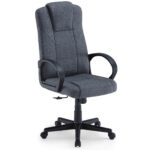 Sillón director modelo Henry. Giratorio y regulable en altura. Mecanismo basculante con bloqueo y regulador de presión. Cabecero integrado. Tejido gris. Medidas : 64 x 64 x 118 - 126 cm.