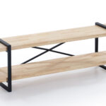 Mueble para TV Plank con estante inferior. Estantes en madera roble salvaje. Estructura metálica color negro. Medidas: 150 x 36 x 46 cm.