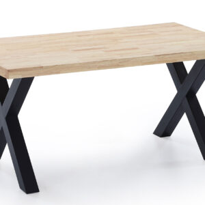 Mesa comedor fija modelo X-Loft 160. Tapa madera color roble salvaje 54 mm grosor. Patas metálicas color negro. Medidas 160 x 90 x 76 cm.