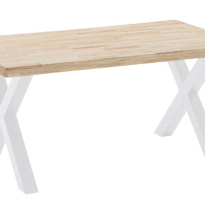 Mesa comedor fija modelo X-Loft 160. Tapa madera color roble nordish 54 mm grosor. Patas metálicas color blanco. Medidas 160 x 90 x 76 cm.