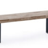 Banco asiento Loft. Tapa madera color roble 54 mm. Patas metálicas color negro. Medidas: 120 x 47 x 34 cm.