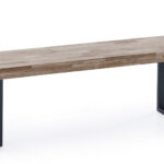 Banco asiento Loft. Tapa madera color roble 54 mm. Patas metálicas color negro. Medidas: 120 x 47 x 34 cm.