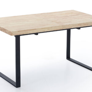Mesa comedor modelo Natural extensible. Tapa madera roble 54 mm. Estructura y patas metálicas color negro. Medidas: 140 - 180 x 80 x 76 cm.