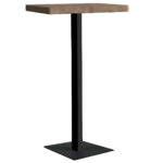 Tapa madera de roble color american 54 mm. Estructura y pie metálicos en color negro. Medidas: 60 x 60 x 110 cm.