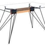 Mesa comedor Rods Tapa cristal templado transparente. Estructura metálica color negro. Medidas: 140 x 80 x 76 cm.