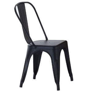Silla comedor Tolix. Diseño vintage industrial. Chapa de acero. Color negro mate. Medidas: 45 x 45 x 85 cm.