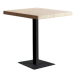 Tapa madera color roble Nordish 54 mm. Estructura y pie metálicos en color negro. Medidas: 60 x 60 x 74 cm.