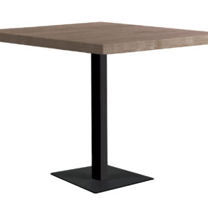 Tapa madera color roble american 54 mm. Estructura y pie metálicos en color negro. Medidas: 80 x 80 x 74 cm.