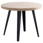 Tapa extensible en madera de roble. Patas metálicas color negro. Extensible a 140 o 180 cm. Medidas: 100 - 140 - 180 x 100 x 76 cm.