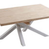 Tapa en madera de roble. Patas metálicas color blanco. Medidas: 160 x 100 x 76 cm.