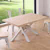 MESA COMEDOR FIJA XENA 150 x 90 CM  ROBLE NORDISH / BLANCO TAPA CON FORMA. - Imagen 2