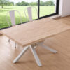 MESA COMEDOR FIJA XENA 150 x 90 CM  ROBLE NORDISH / BLANCO TAPA CON FORMA. - Imagen 3