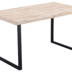 Mesa de comedor extensible. Tapa madera de roble color nordish 54 mm. Patas metálicas color negro. Extensible mediante guías. Medidas: 140 - 180 x 80 x 76 cm.