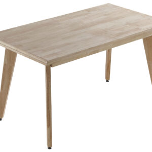 Mesa comedor fija. Tapa y patas en madera de roble. Bordes tapa en chaflán. Medidas: 150 x 90 x 76 cm.