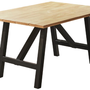 Mesa de comedor fija diseño industrial. Tapa en madera maciza con acabado en chapa de roble color nordish. Estructura metálica color negro. Medidas: 160 x 100 x 76 cm.