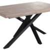 Tapa y extensibles en madera de roble honey. Extensible de 140 a 180 o 220 cm. 2 extensibles independientes 40 cm. Almacenaje de extensibles bajo la tapa. Patas metálicas color negro. Topes de suelo regulables. Medidas: 140 - 180 - 220 x 90 x 76 cm.