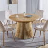 MESA COMEDOR REDONDA EXTENSIBLE KEANU 120 - 160 - 200 x 120 CM OAK. - Imagen 6
