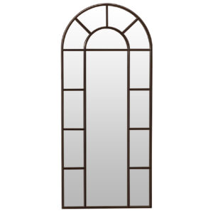 Espejo de tipo ventana con arco superior. Estructura metálica color negro. Medidas: 80 x 3