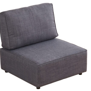 Módulo con respaldo sofa modular Mou. Tapizado en tejido gris. Medidas: 90 x 93 x 93 cm.