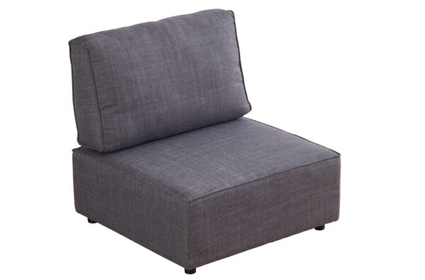 Módulo con respaldo sofa modular Mou. Tapizado en tejido gris. Medidas: 90 x 93 x 93 cm.