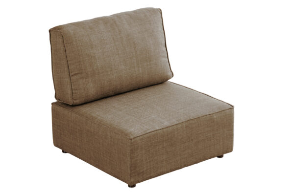 Módulo con respaldo sofa modular Mou. Tapizado en tejido beige. Medidas: 90 x 93 x 93 cm.