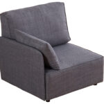 Módulo con respaldo y brazo lateral sofa modular Mou. Tapizado en tejido gris.  Medidas: 93 x 93 x 93 cm.
