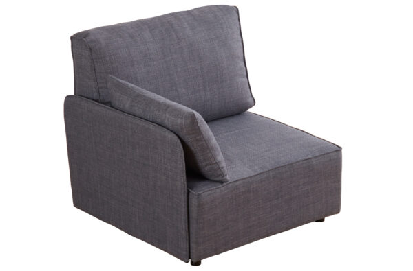 Módulo con respaldo y brazo lateral sofa modular Mou. Tapizado en tejido gris.  Medidas: 93 x 93 x 93 cm.