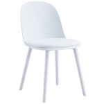 Silla multiusos. Polipropileno alta resistencia. Asiento tapizado en símil piel color blanco. Carcasa en color blanco. Medidas: 45 x 55