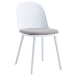 Silla multiusos. Polipropileno alta resistencia. Asiento tapizado en tejido Tex gris. Carcasa en color blanco. Medidas: 45 x 55