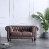 SOFÁ CHESTERFIELD 2 PLAZAS CHOCOLATE VINTAGE - Imagen 2