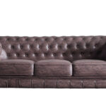Sofá diseño clásico Chesterfield  plazas. Acabado capitoné con botones tapizados. Tejido imitación cuero envejecido. Medidas: 205 x 82 x 72 cm.