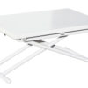Mesa centro elevable y extensible Up - down. Elevable y convertible en mesa de comedor. Elevación mediante pulsador. Medida cerrada 100 x 50 x 49 - 76 cm. Medida abierta 100 x 100 x 49 - 76 cm. Tapa en color blanco. Estructura metálica color blanco.
