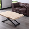 MESA CENTRO ELEVABLE ZOE 120 x 80 CM ROBLE NORDISH / NEGRO TAPA CON FORMA. - Imagen 2