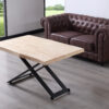 MESA CENTRO ELEVABLE ZOE 120 x 80 CM ROBLE NORDISH / NEGRO TAPA CON FORMA. - Imagen 3
