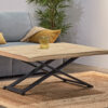 MESA CENTRO ELEVABLE ZOE 120 x 80 CM ROBLE NORDISH / NEGRO TAPA CON FORMA. - Imagen 5