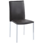 Silla multiusos para uso interior. Asiento y respaldo tapizado en símil piel. Estructura metálica cromada. Medidas : 45 x 51