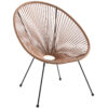 Sillón multiusos para uso interior / exterior. Tratamiento anti UV. Trenzado de asiento y respaldo en cordón PE color marrón. Estructura y patas metálicas en color negro. Medidas: 80 x 71 x 85 cm.